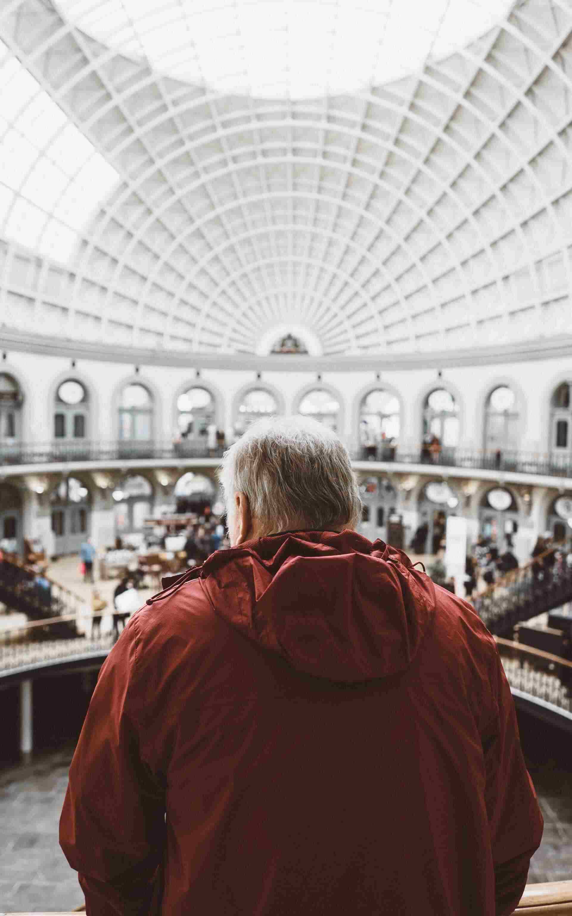 Person sitting down in museum