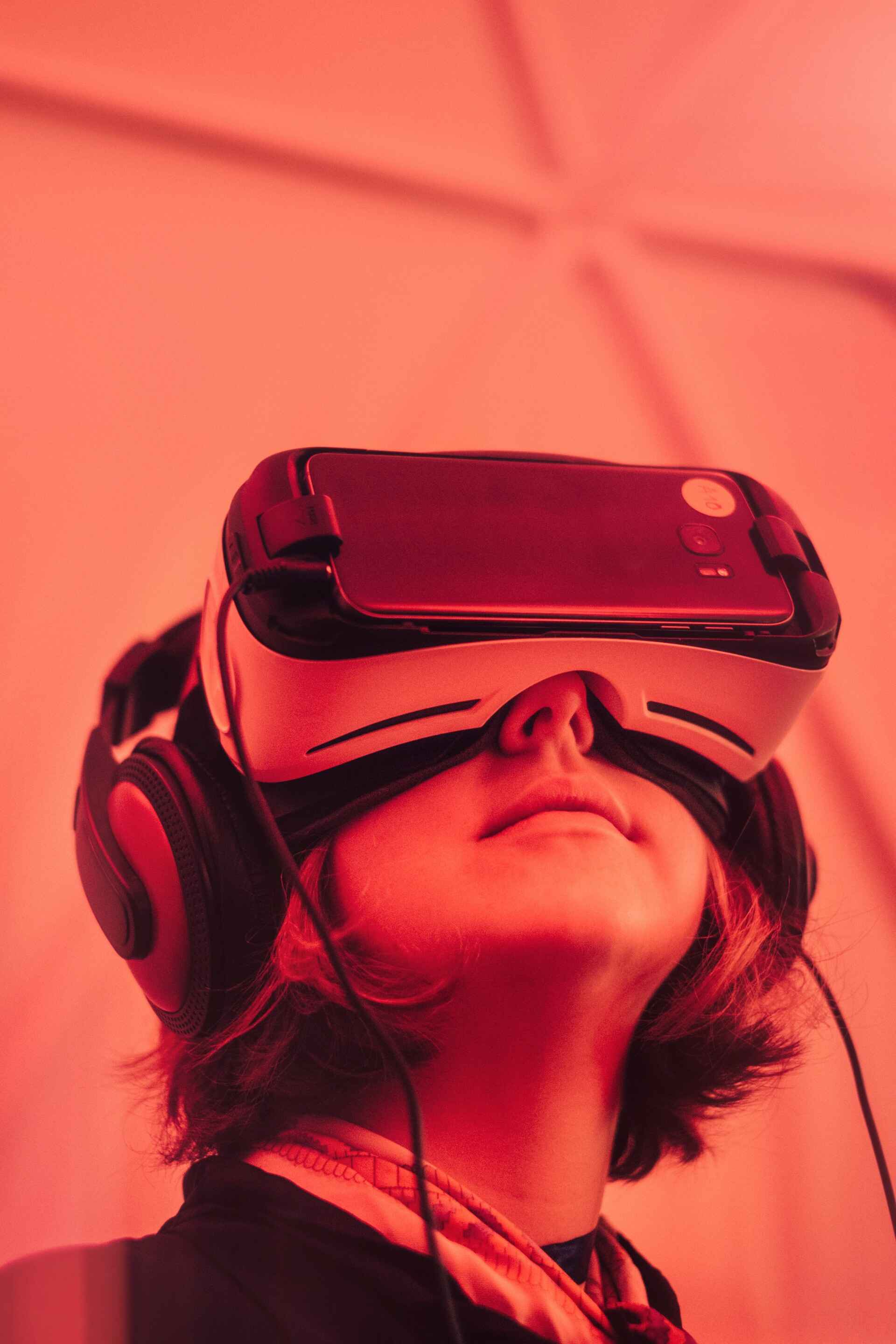 Person with VR glasses on